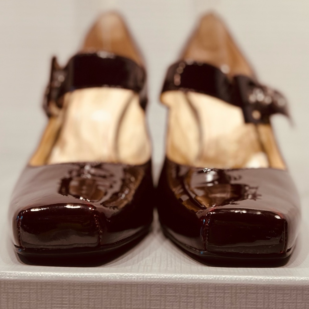 Franco Sarto Mary Jane Tenor Square Toes Side Buckle Closure Patent Leather - Picture 2 of 14